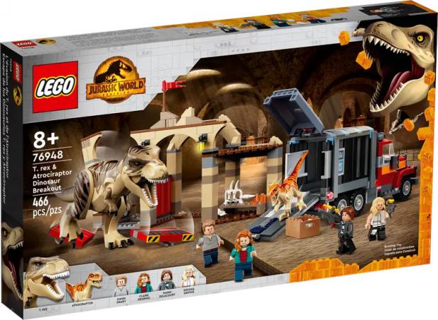 LEGO Jurassic T. rex Atrociraptor dinosaurus ontsnapping - 76948